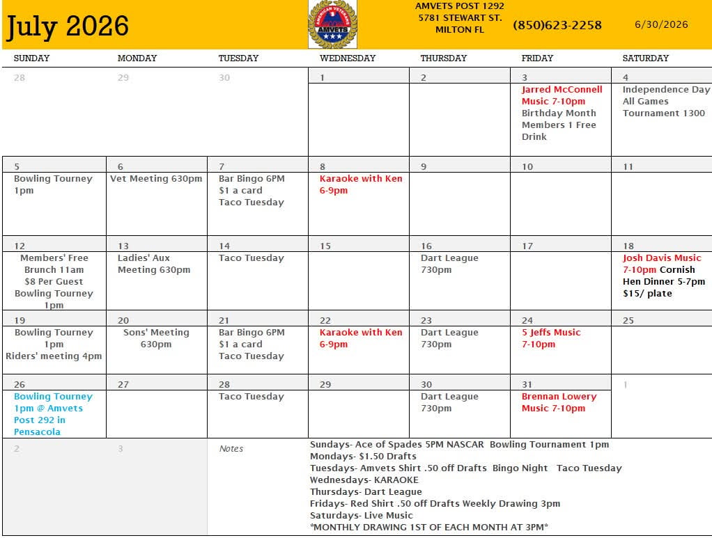 Events for July